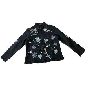 Isabel Hayley Embroidered Floral Denim Jacket Size 12